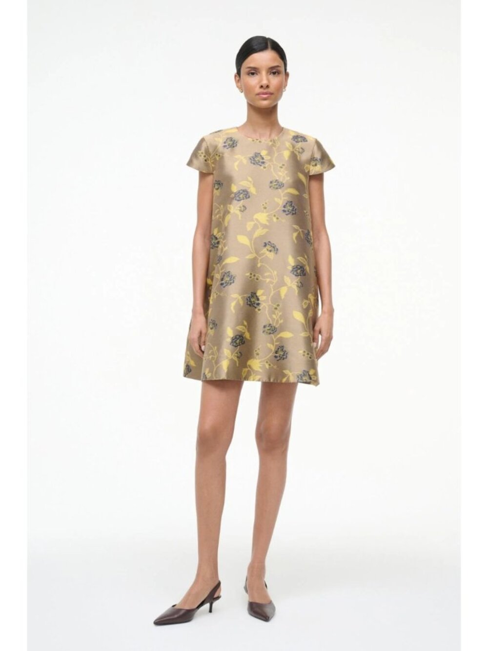 STAUD Mia Vintage Floral Jacquard Mini Dress Size 8 EUC MSRP $4